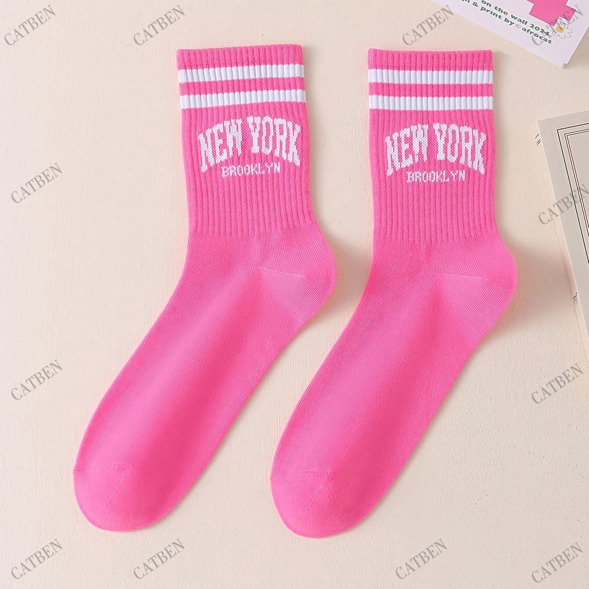 TEMU 1 Paire de Chaussettes Brooklyn Chaussettes Graphiques Chaussettes Drôles pour Femmes Hommes Chaussettes Amusantes Chaussette pour Fête