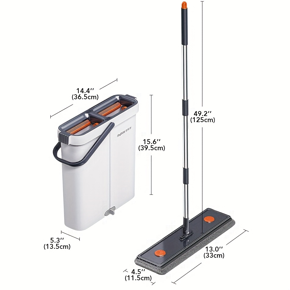 TEMU Mop And Bucket With Wringer Set, 2 Washable Microfiber Pads Included, Hands Floor Mop And Bucket, Wet And Dry Use, 49-inch Pole, 13-inch Mop
