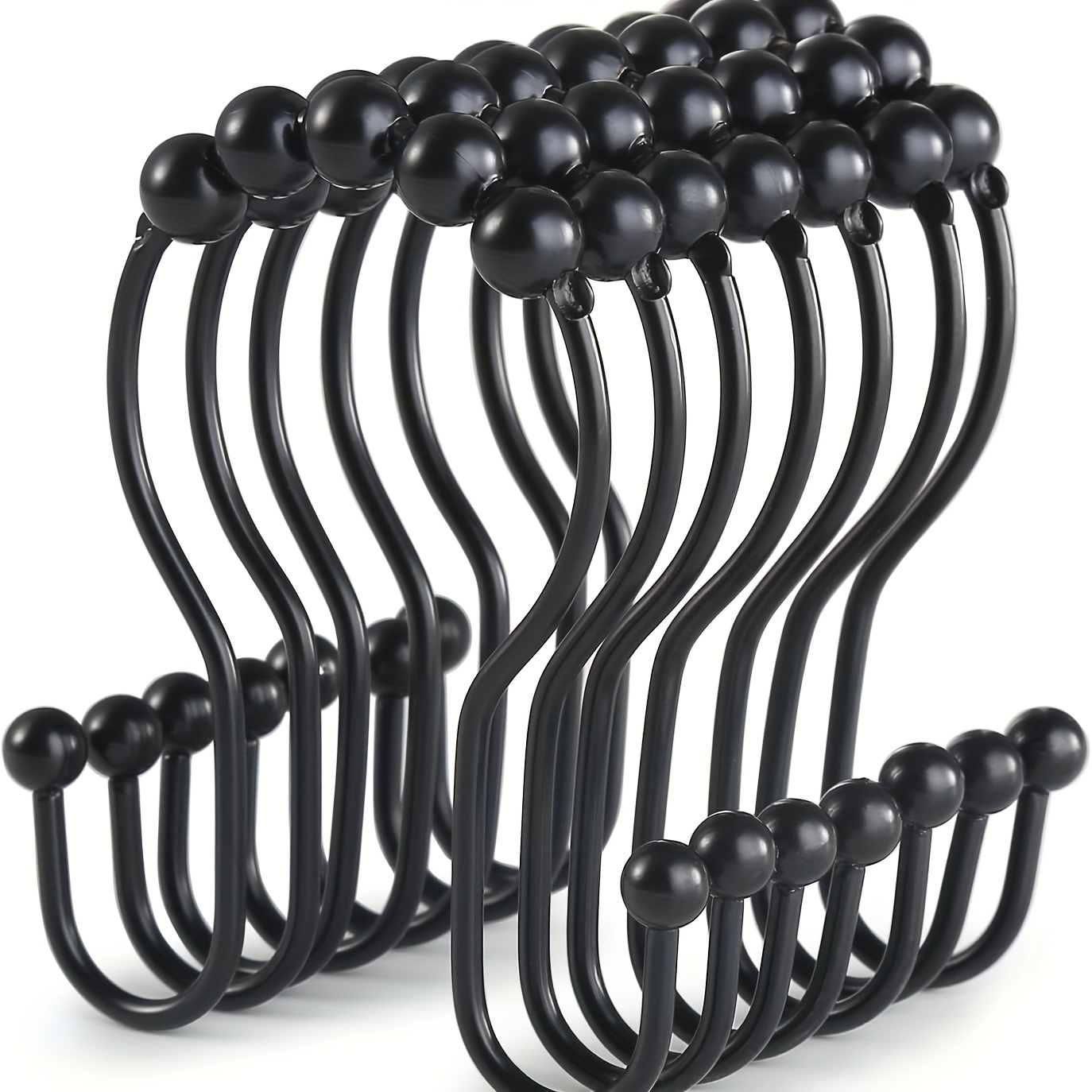 TEMU Set Of 12 Rust-resistant Shower Curtain Hooks With A Double For On Bathroom Rods