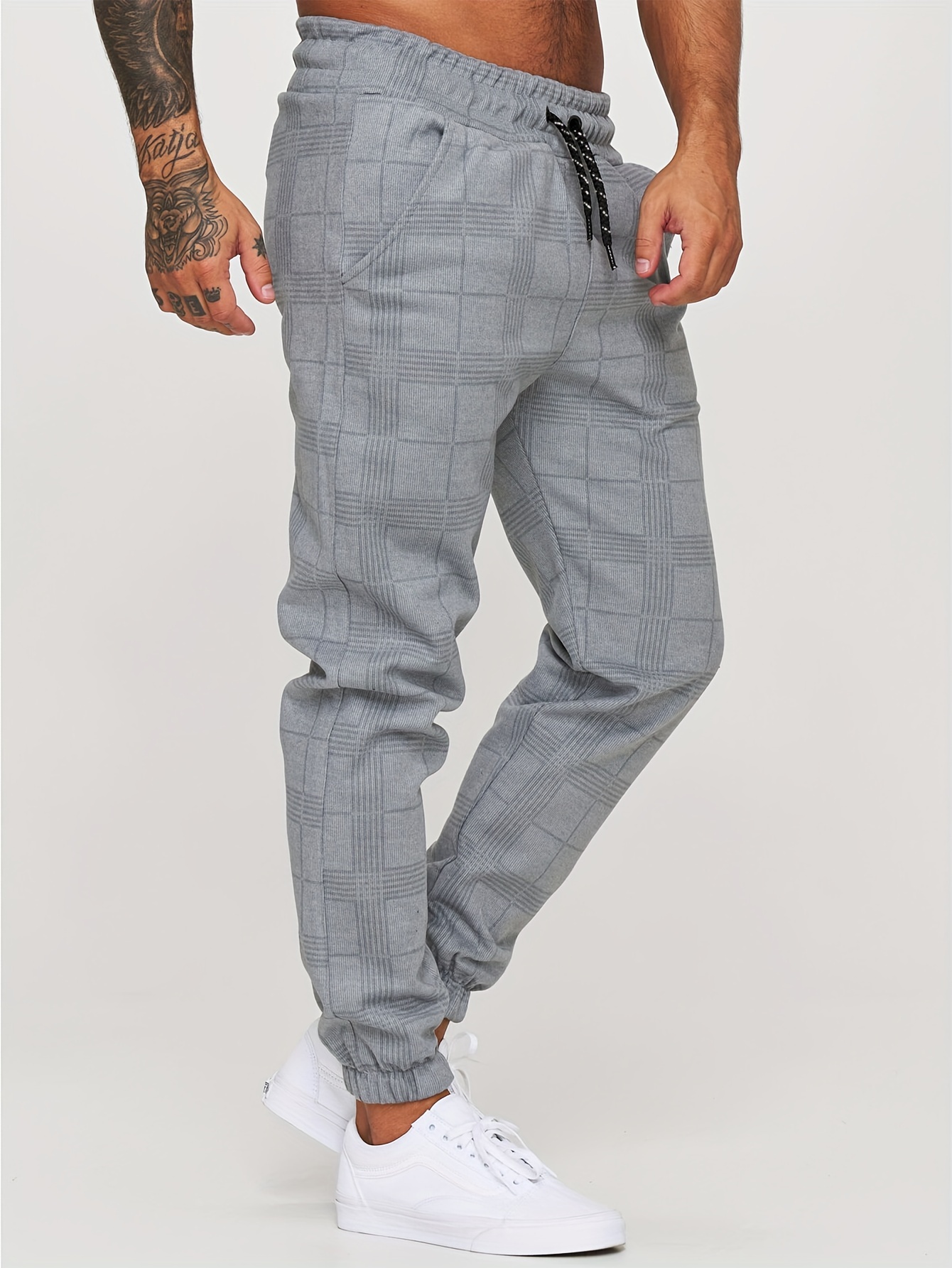 Mens cheap plaid joggers