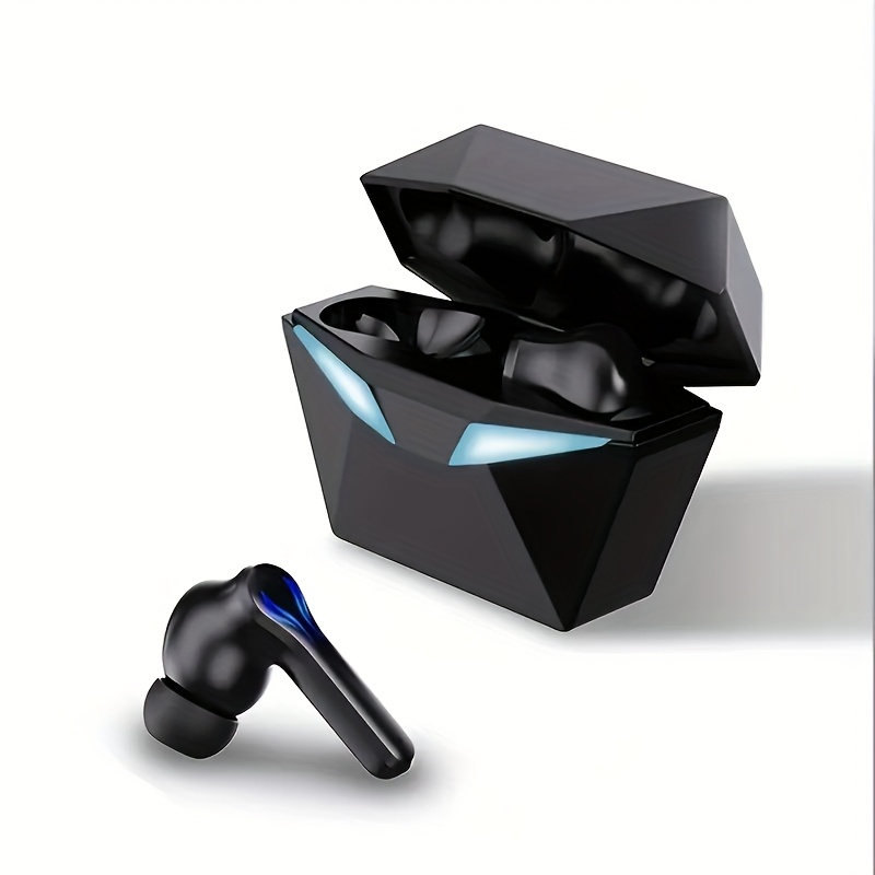 TEMU Mokata Game Tws Earbuds With Cool Breathable Light-up Light Charging Case, Low Latency Headphones, Long , Wireless Headphones With Blue Led , 3d