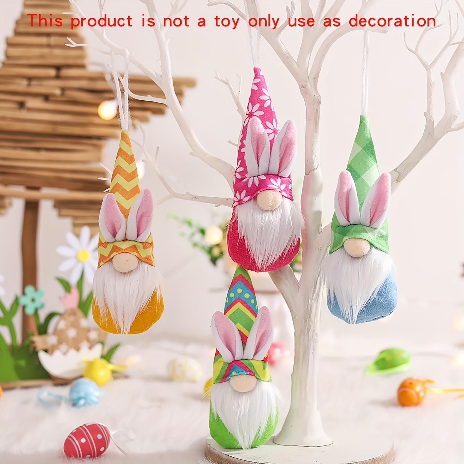 

4- Polyester Easter Bunny Ornaments, Cartoon Hanging Decorations, Party Decor Gifts For Valentine's Day, Thanksgiving, Hanukkah, Universal Celebrations