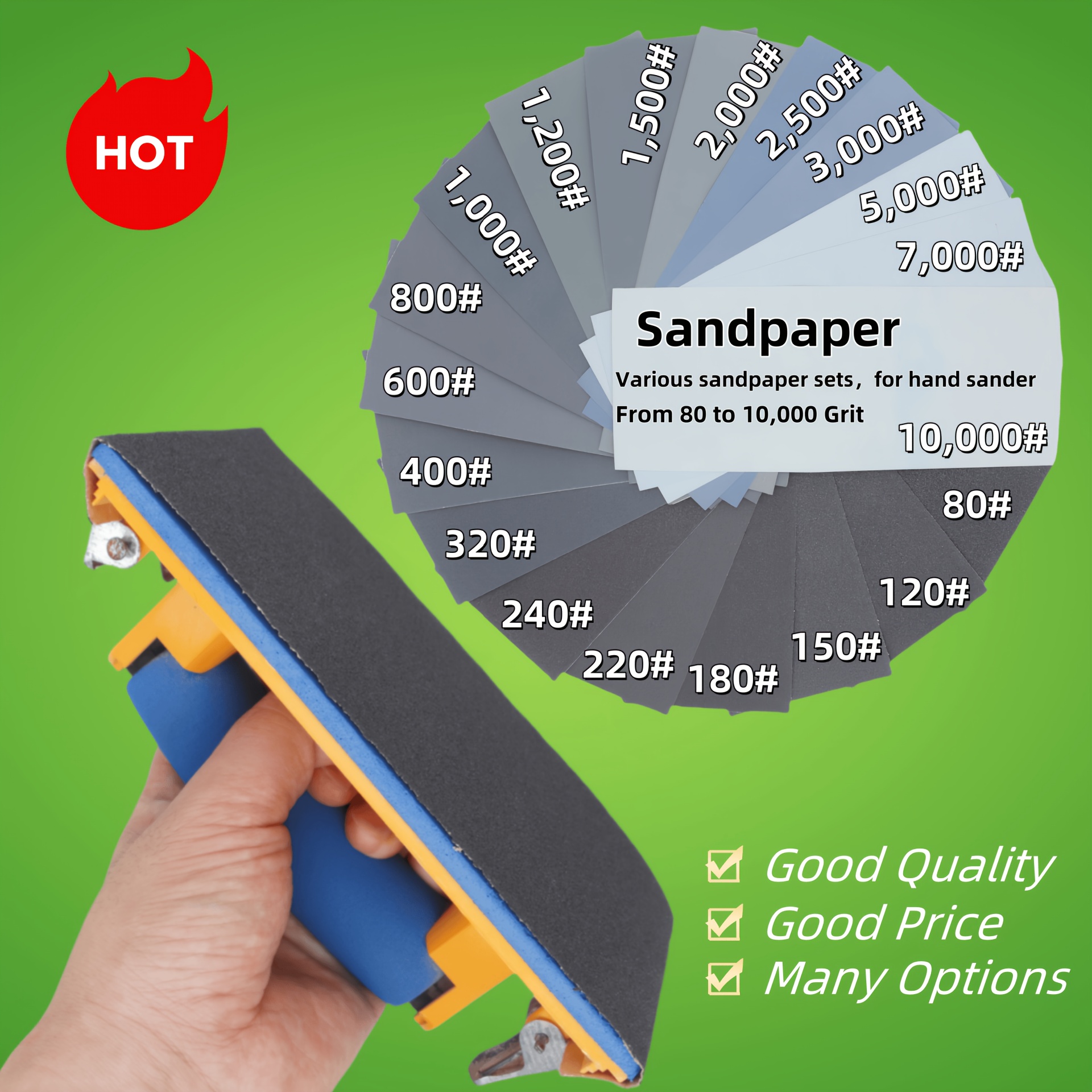 

Sandpaper Set, 80-10000 - Wet/dry, Cuttable Sheets For Wood Finishing, Metal & Auto Polishing, Compatible With Hand Sander