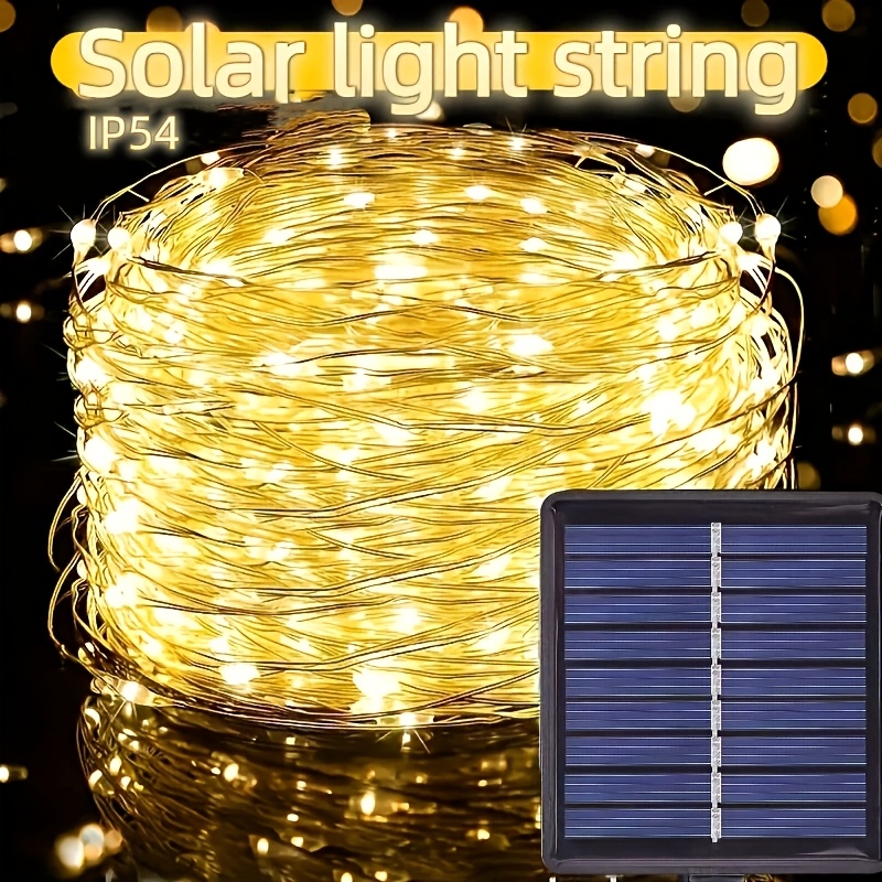 new lithium battery solar fairy lights 50 100 200 300 led outdoor solar lights intelligent induction light sensor intelligent switch outdoor decorative intelligent lights with 8 lighting   suitable for gardens courtyards  