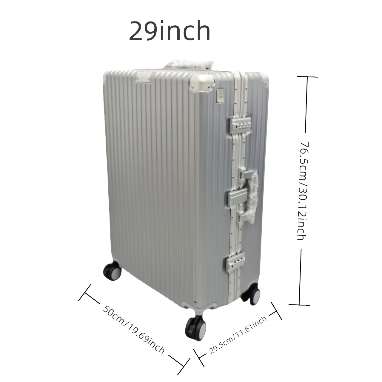 TEMU 29-inch Thickened Abs pc Aluminum Frame Luggage, Lightweight Trolley Case With Wheels, Suitcase, Suitable For School Students, Men And Women,