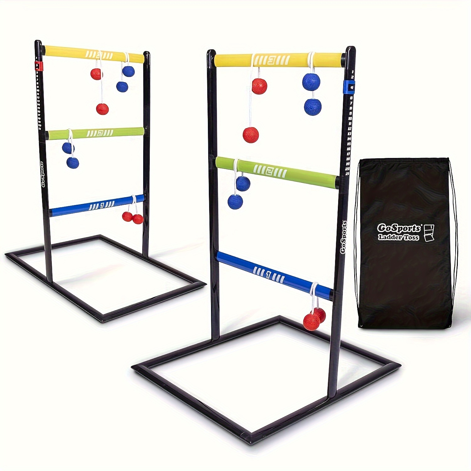 

Ladder Toss Indoor & Outdoor Game Set With 6 Soft Rubber And Travel Carrying Case