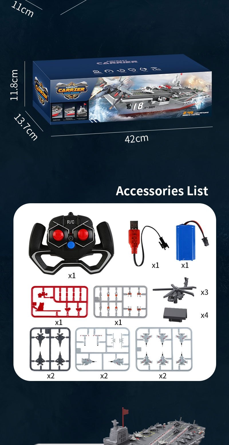 2025 1:48 RC Tactical Carrier Ship - Water-Activated Control with Modular Assembly System & Auto-Sensing Tech, Smart Battery Alert & Interchangeable Parts for Pool/Lake Battles