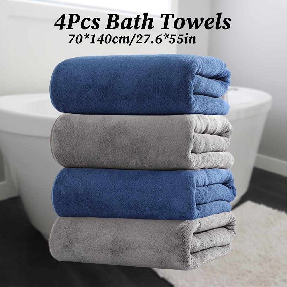 TEMU Ensemble de 4 Serviettes de Bain 70*140cm/27.6*55in, en Microfibre, Douces et Confortables avec Absorption d'Eau, Set , Serviette Sauna,