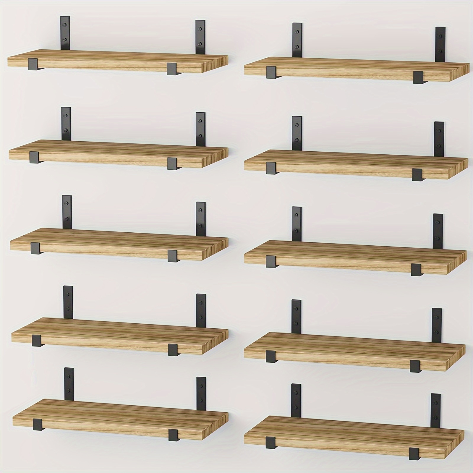 

10 Pack Floating Shelves For Wall, Rustic Wood Wall Shelves For Bedroom, Kitchen, Bathroom Decor, Book Shelves For Living Room, Place Small Plants, Trophies, Collectibles, Books, Photos, 15.8*5.9 In