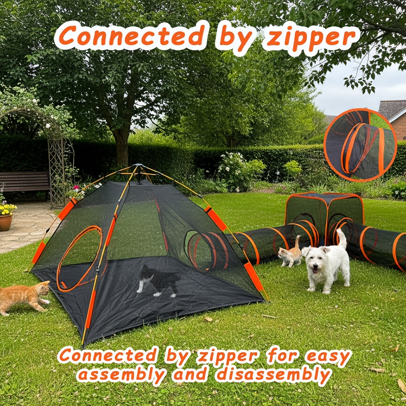 Modular Cat Playpen & Activity Tunnel Tent for Indoor/Outdoor Use