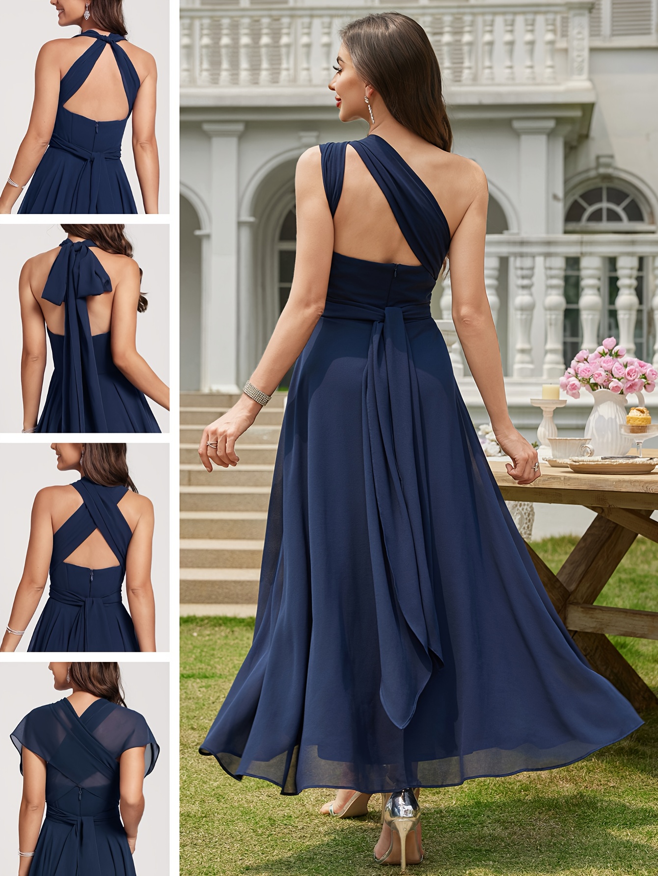 asymmetrical length chiffon bridesmaid dress a v neck a - Temu Mauritius