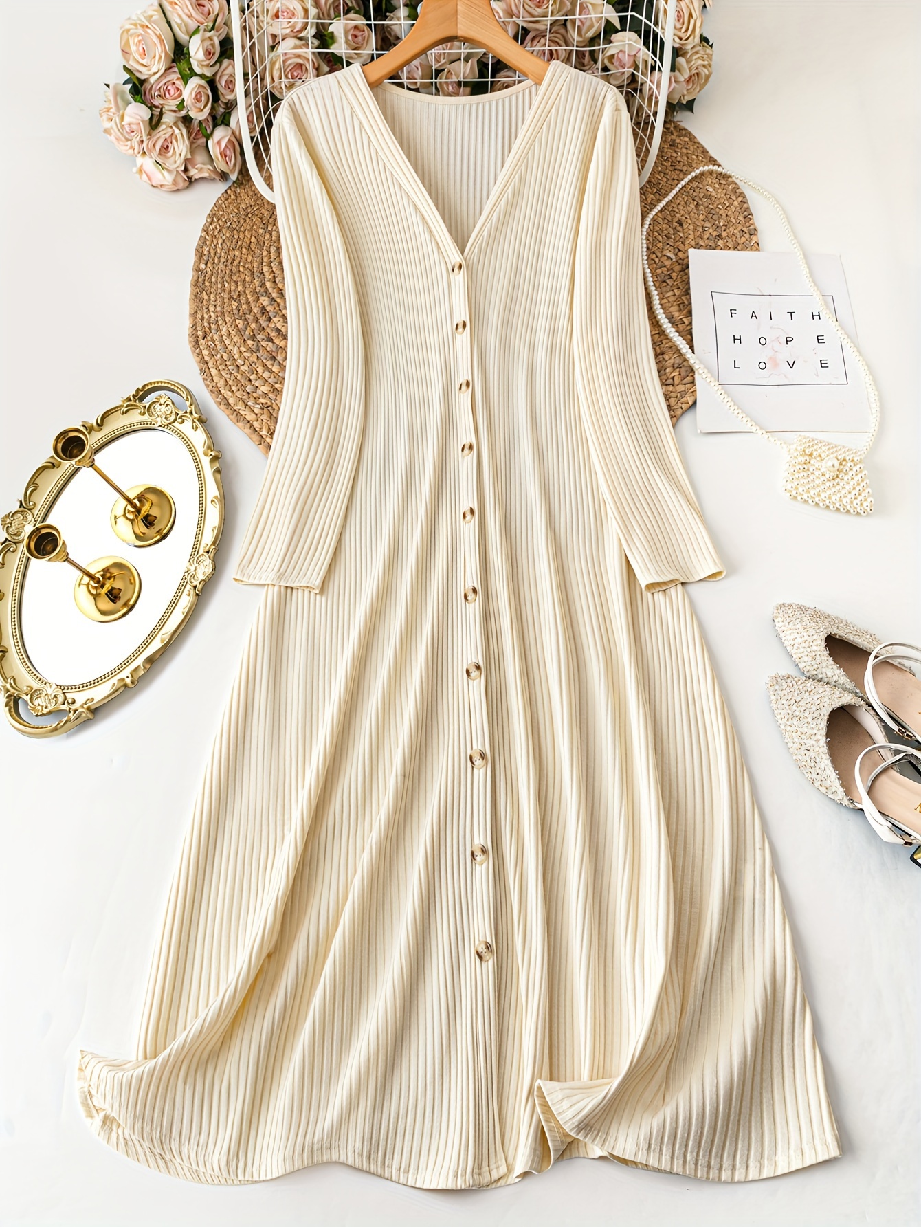 women's plus size long sleeve dress coat v neck solid color Temu