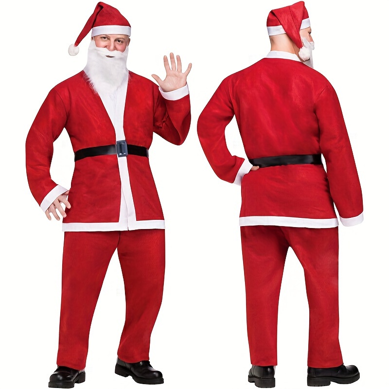 

Set For Adults - 5pcs Red Outfit , Pants, Hat & - For Christmas & Halloween Parties,