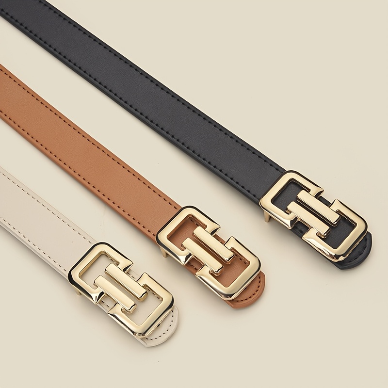 Women's Letter Buckle Business Casual Belt, 2.4cm Wide, Combines Formal Business Style with a Casual and Relaxed Design. It Pairs Well with Jeans, Skirts, Dresses, and Other Bottoms and Skirts. Available in 6 Colors to Suit Different Outfits, It Is