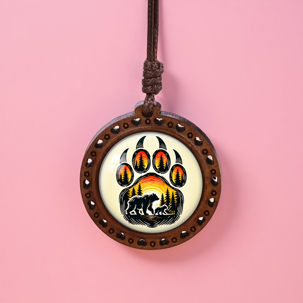 TEMU Collier en bois "Griffe d'ours, Forêt, , Cœur", Accessoire de , Collier de style pour un usage , Cadeau idéal pour et , Convient à toutes