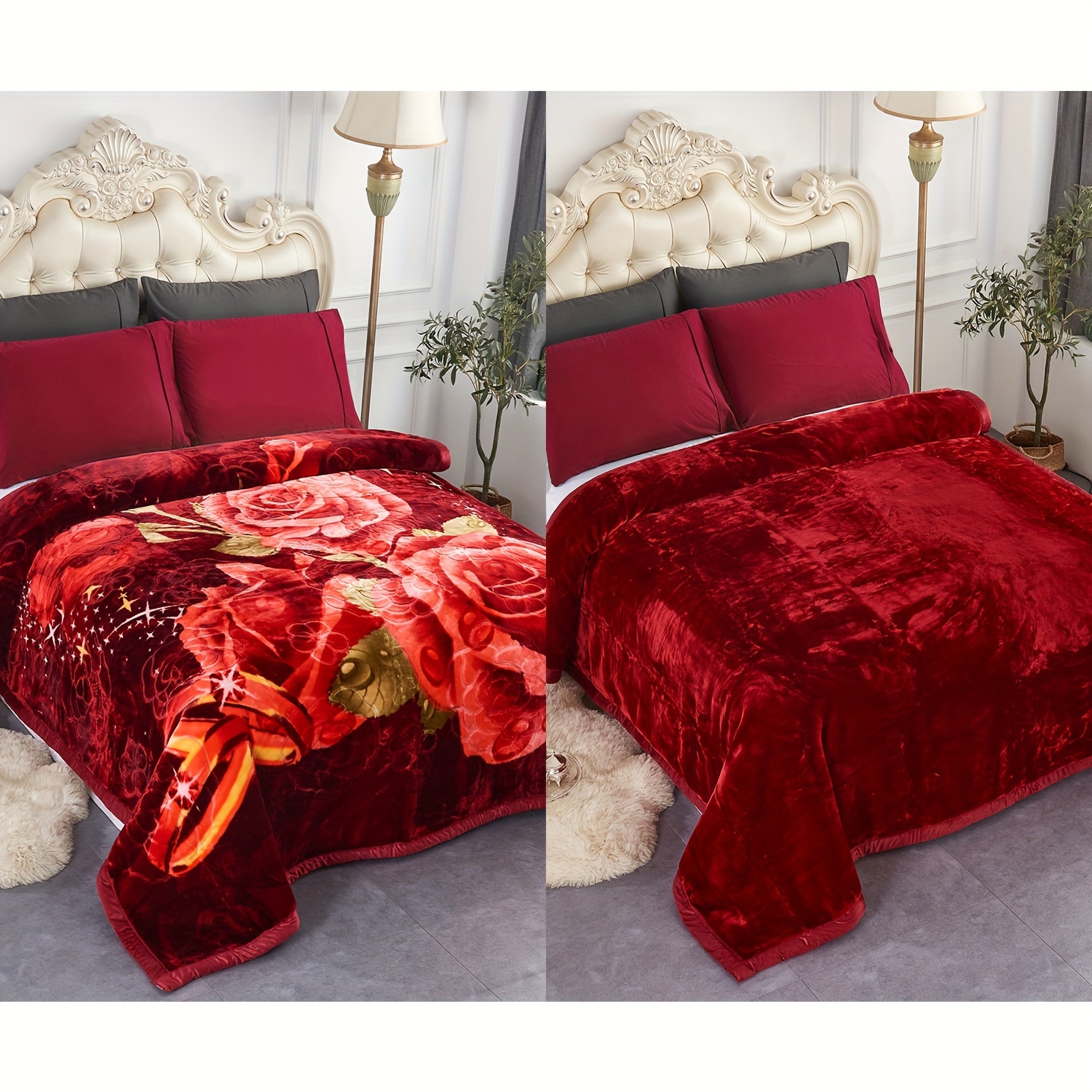 

1-piece Fleece Reversible Blanket Velvet Korean Style 2 Ply Blanket, Queen 79x91in (200x230cm), Wrinkle And Fade Resistant Warm Blanket Good Gift For Cold Day