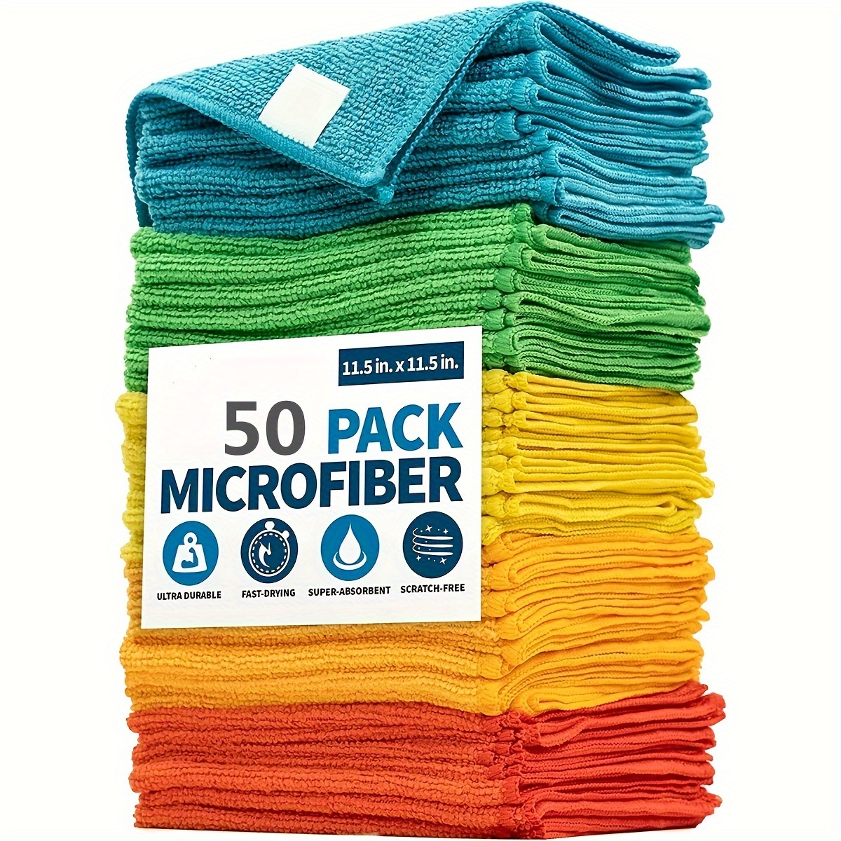 

Ultra-soft Microfiber Cleaning Cloths - 3/6/12/20/50 Piece, Quick-dry & Super Absorbent, Multi-purpose Kitchen Towels For Dishes & Counters