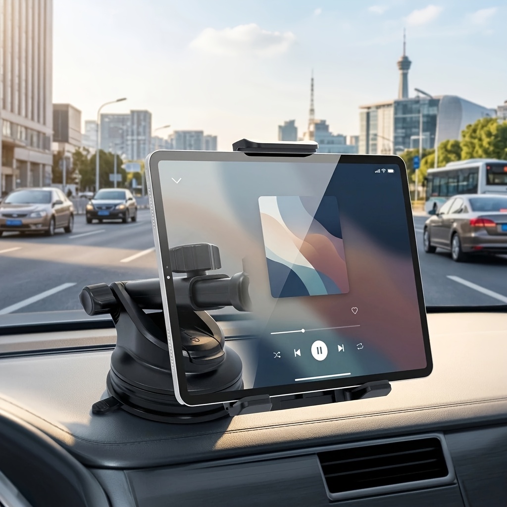 imagen del artículo soporte para tablet y teléfono para tablero de coche con base de   fuerte, brazo telescópico extensible, rotación de  , abrazadera ajustable, soporte universal para tablet y teléfono móvil para camión, suv y  