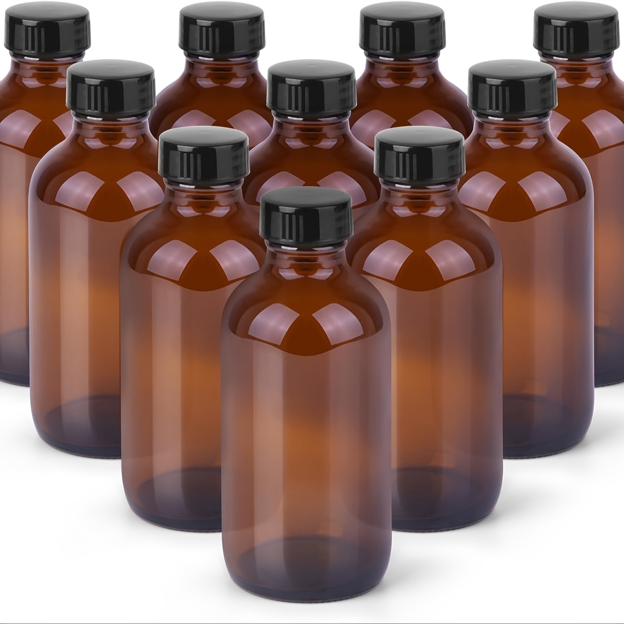 

10pcs, Amber Color 4oz Small Glass Bottles With Lids And Funnels, 100ml Boston Round Glass Bottles, Leak Proof Mini Travel Bottles, Perfect For Diy Essential Oils, Hot Sauce And Juices