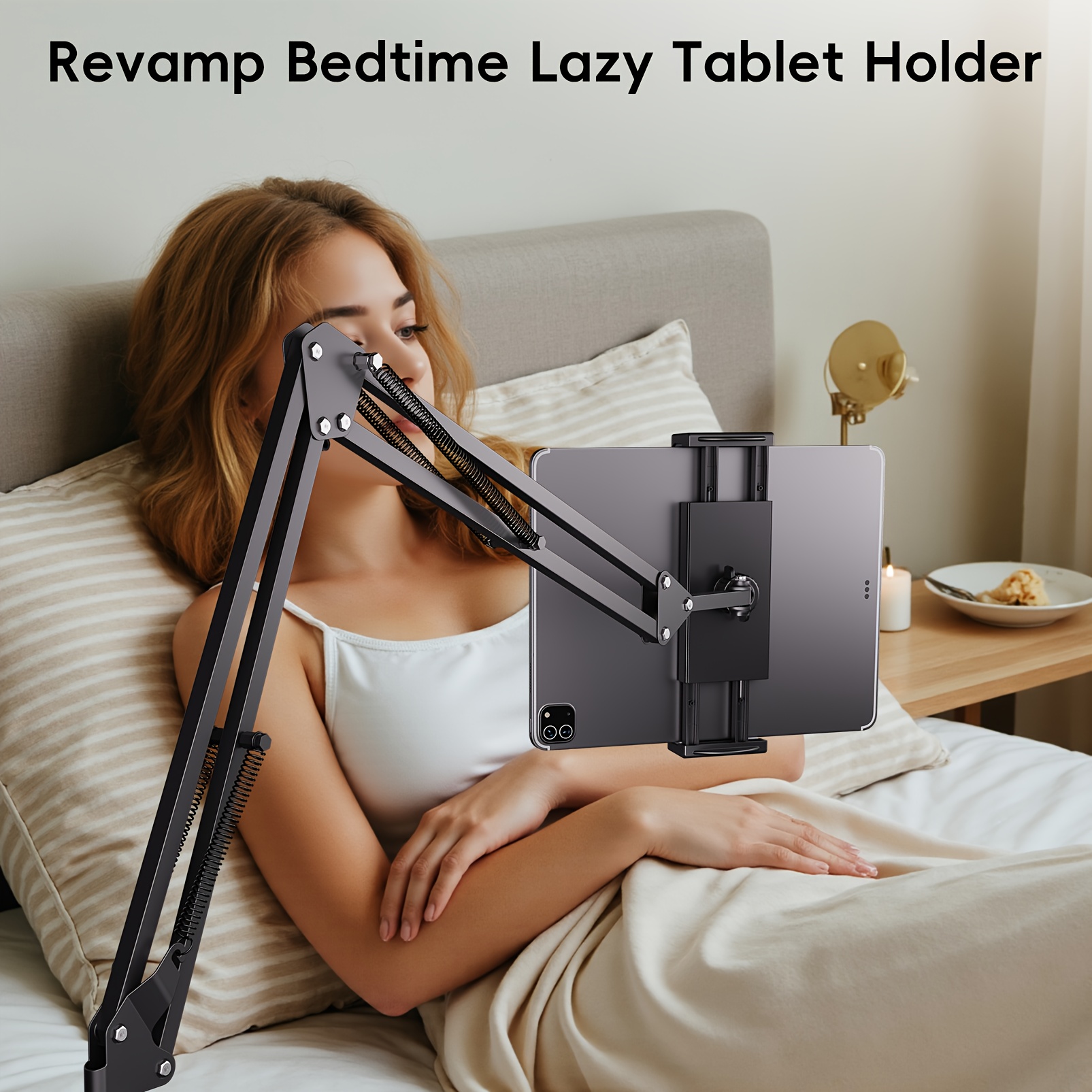 Robotic Arm, Mobile Phone Tablet Holder, Newly Upgraded Pro Model, ABS Carbon Steel, Supports 360° Rotation 180° Folding, Easy to Install, Suitable for Most Mobile Phones and Tablets