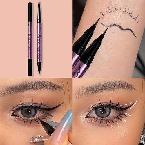 dual ended eyeliner pencil waterproof liner brown gel for defining and smoky looks long lasting and smudge proof beginner friendly and easy to apply