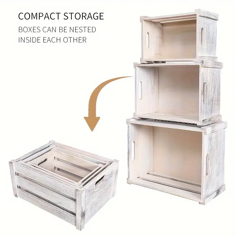 Creative Deco Cassetta Grigia In Legno | 50 X 40 X 30 Cm | Cassetta Di - Foto 3