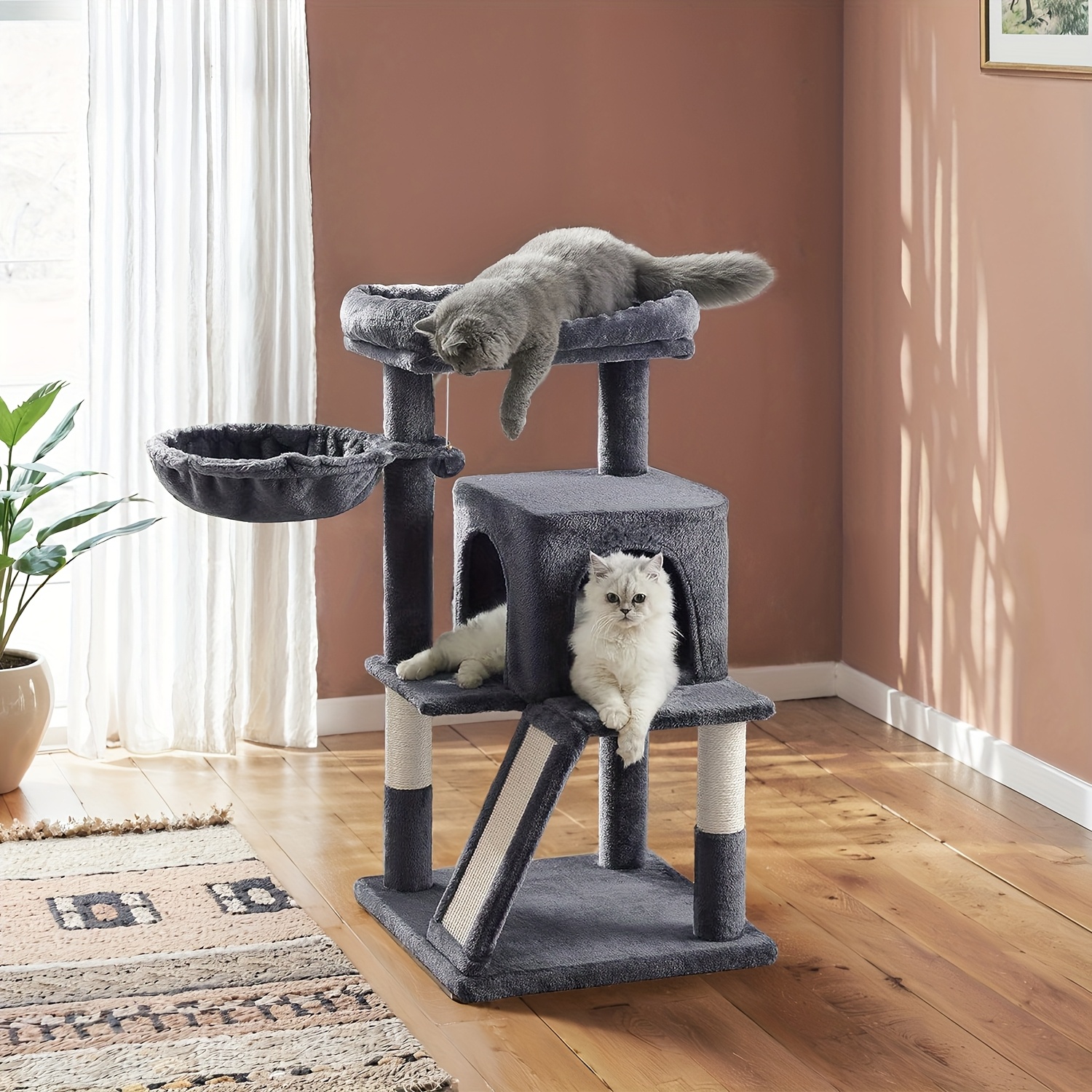 TEMU Arbre à chat, chatons, petite tour pour petits chats avec perchoir élargi pour grands chats d'intérieur, condo pour chat multi-niveaux de 37,8