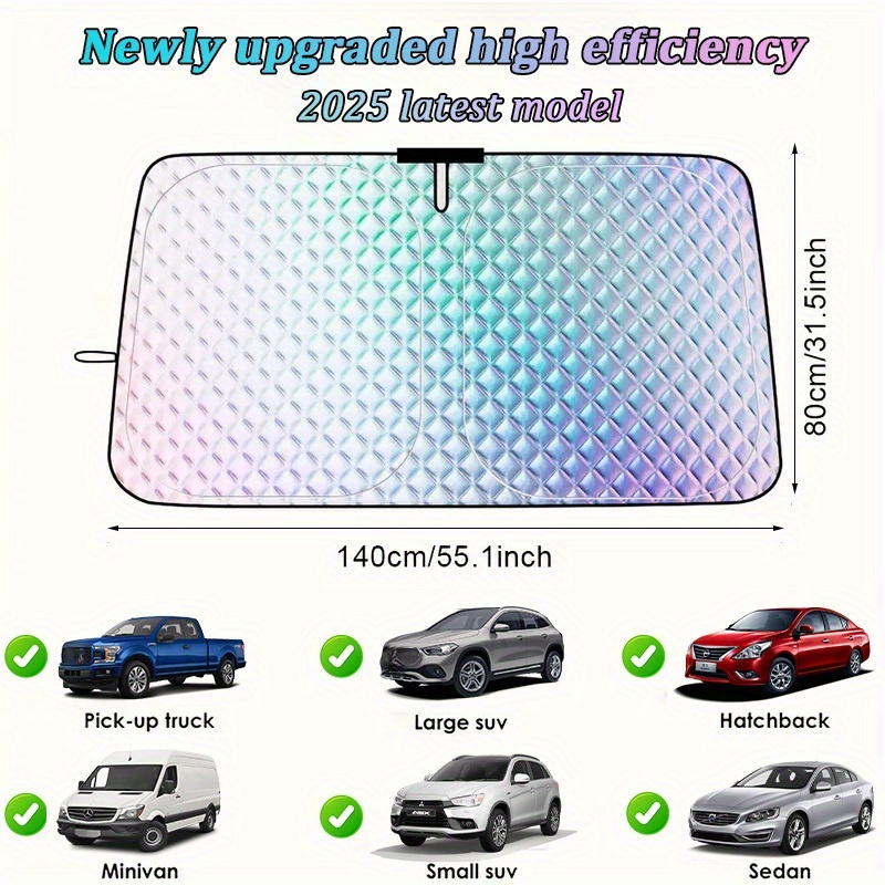 1pc Car-Specific Windshield Sunshade, Effective Sun Protection, Portable Foldable Front Window Heat Insulation Cover, Suitable for Most Vehicles, Easy to Store with Thermal Insulation Effect