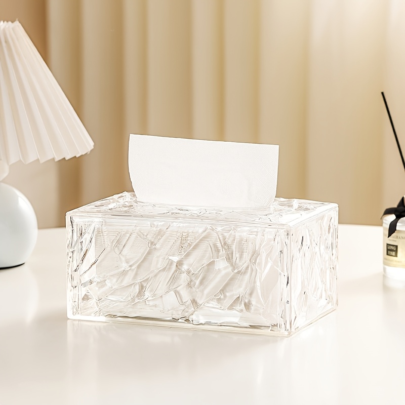 TEMU High Transparent Pet Water Ripple Tissue Box, Modern Minimalist Napkin Holder, Luxury Nordic Style Desktop Tissue Storage For