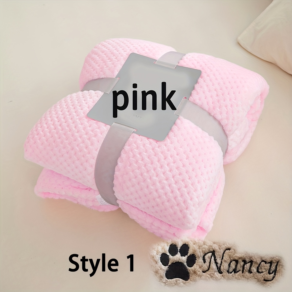 TEMU Custom Embroidered Pet Blanket, Personalized Nest Blanket, Plaid Throw Blanket, Suitable For Small Dogs And Cats, Decor, Dog Pet Bed