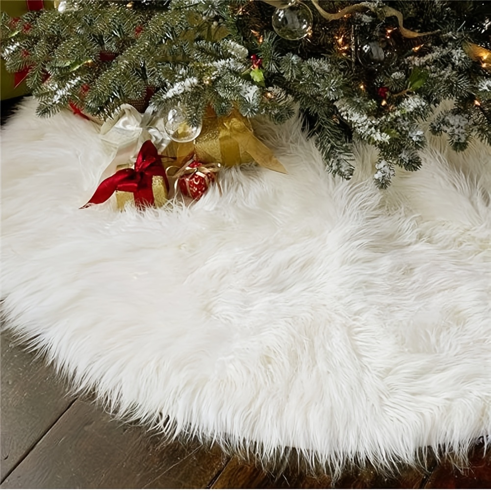 TEMU Christmas Decorations Indoor, Christmas Tree Skirt Decoration, Fur Christmas Tree Skirt, Christmas Tree Fluffy Plush Skirt, White Christmas Tree