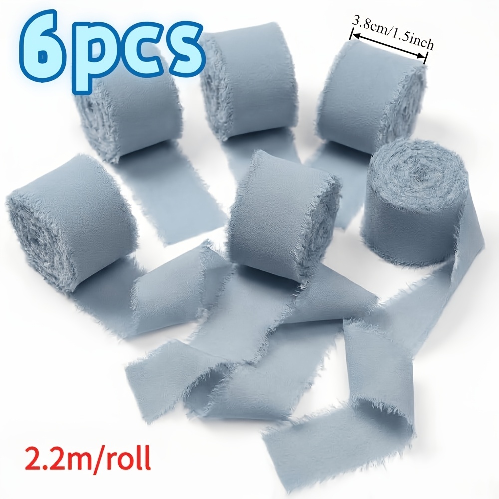 TEMU 6 Rotoli di Nastro Blu-Grigio per di Nozze, Confezioni Regalo, Bouquet e Decorazioni per Feste - Fogli Eleganti con Toni Neutri per Centrotavola