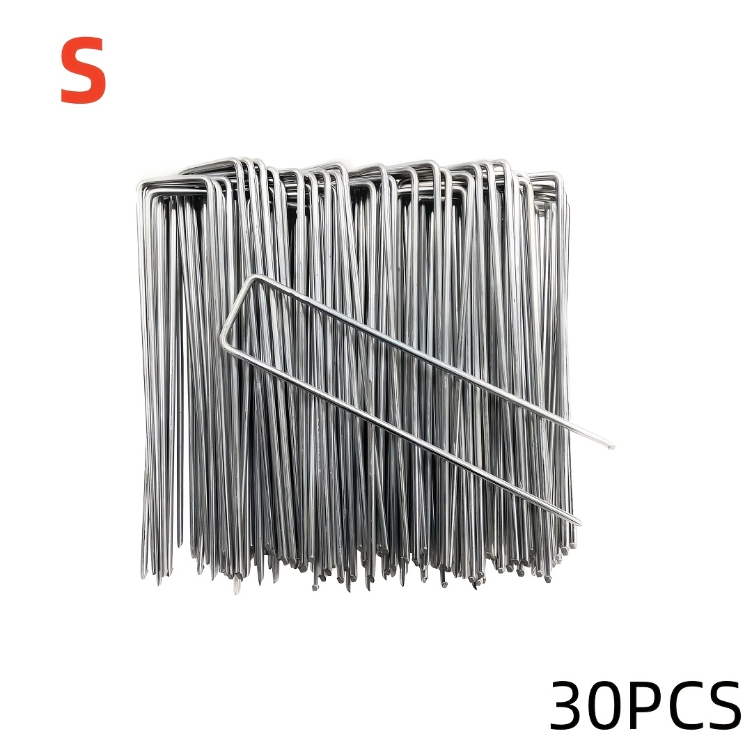 TEMU 30pcs Garden Stakes, Tent Stakes, Galvanized Landscape , Ground Stakes, Used For Landscaping, Barrier Fabric, Irrigation Pipes, Fence Stakes,