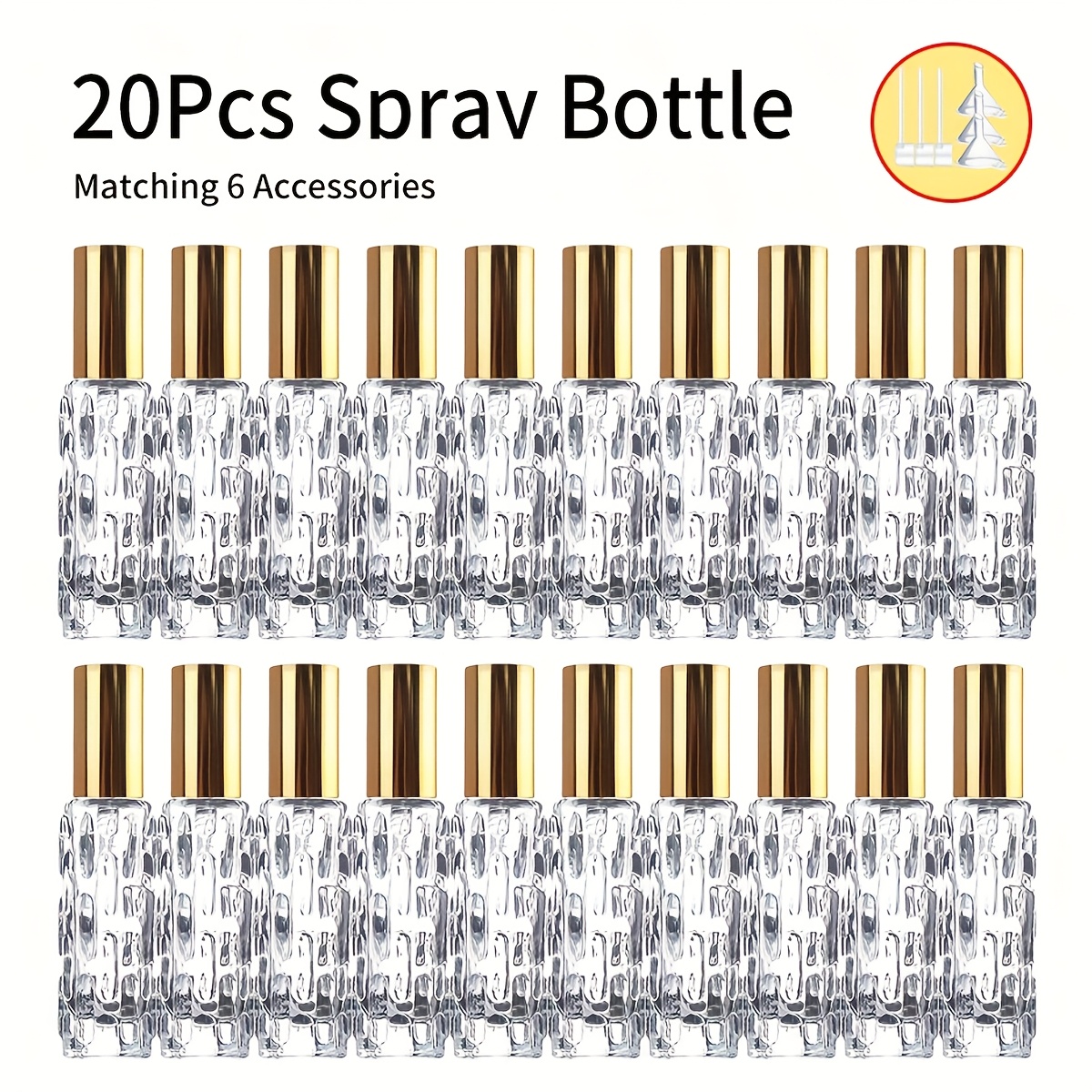 TEMU [ ] 20pcs And 6pcs Additions 10ml Clear Glass Perfume Atomizer Bottle | Formaldehyde-free, Portable, Ideal For Travel, Refillable, Suitable For