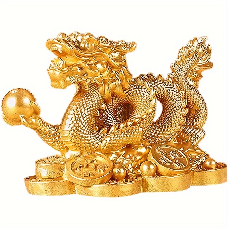 

1pc Small Sculpture Decoration, 2024 Chinese Dragon Year Statue Decoration, Feng Shui Golden Dragon Mascot, Home Office Desktop Decoration, Zodiac Gift Blessing Souvenir Lucky Treasure, Home Decor