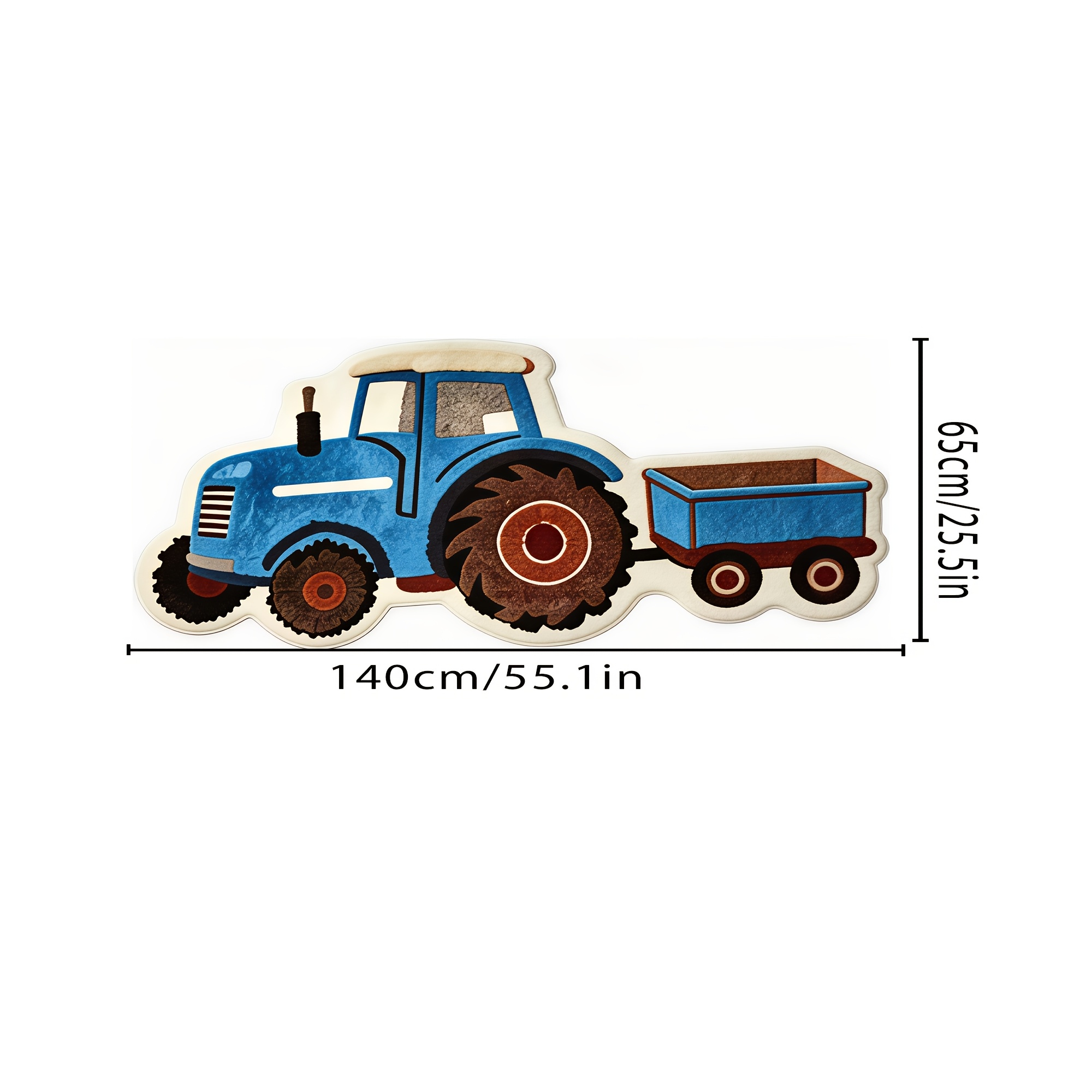 TEMU Velvet Pointed Base, Thickness 7.5mm 1pc, With Trailer Irregular Carpet, Cute Creative Tractor Pattern Carpet, Bedroom Game Room Decorative
