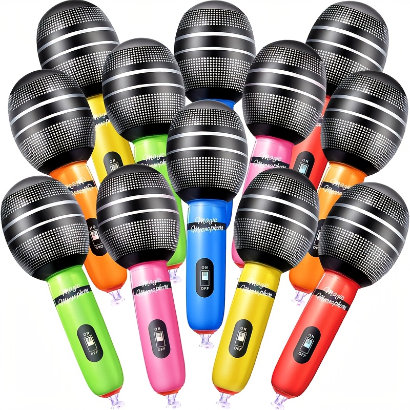 12pcs 18pcs inflatable multicolor microphone props inflatable toys suitable for christmas music concert theme party stage birthday decoration role playing supplies random colors