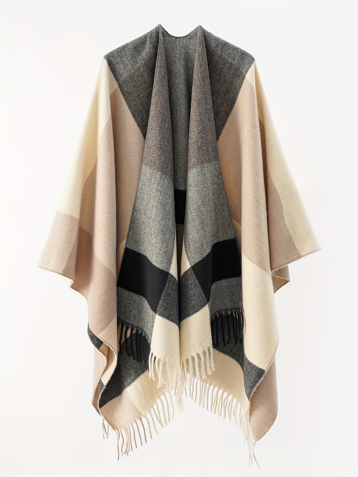 Plus Size, Women's Oversized Front-Open Cardigan Shawl, Casual Cape Sweater for Autumn and Winter Evening Wear