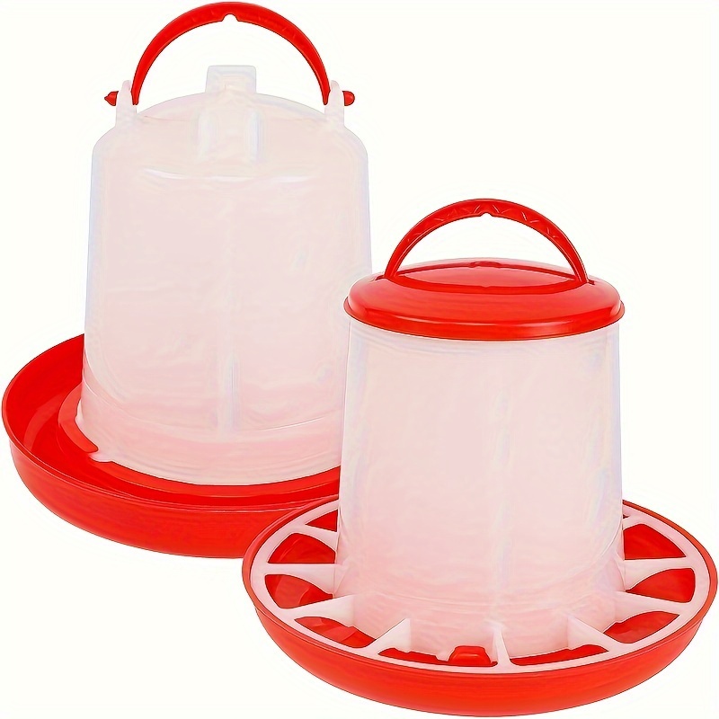 TEMU 2pcs Feeder & Waterer Set - 5.5lb , Durable Plastic, -clean For Outdoor Poultry Systems