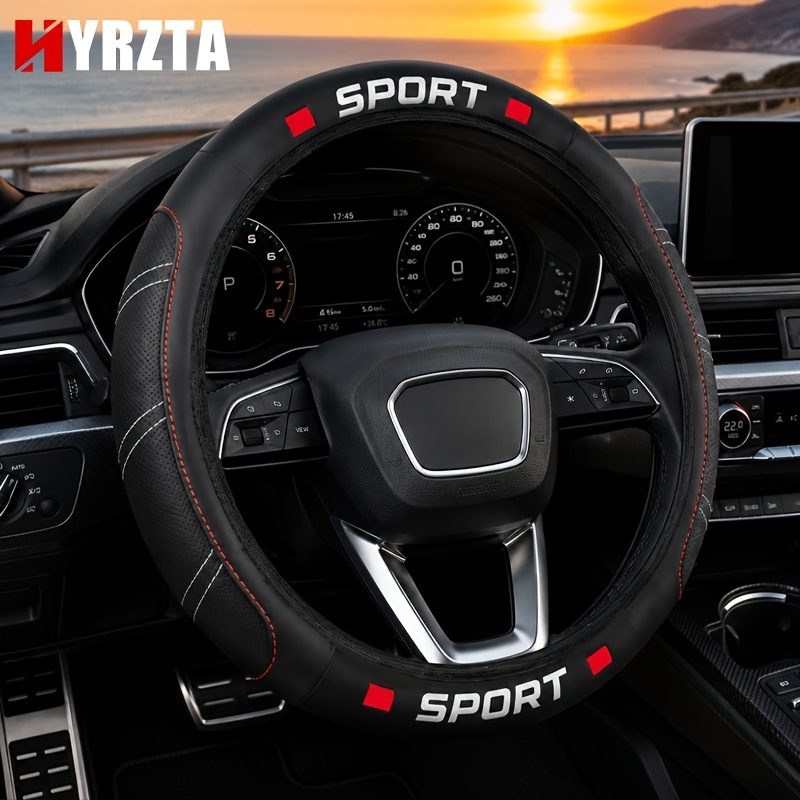 TEMU Faux Leather Steering Wheel Cover, Inner , Non-slip And Breathable Car Accessory, , Durable Grip