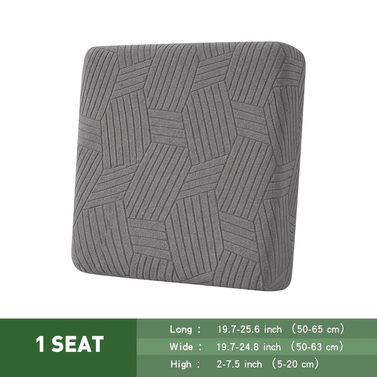 TEMU 1 de sofá individual de terciopelo jacquard geométrico 3D, protector elástico ajustado para cojín de sofá