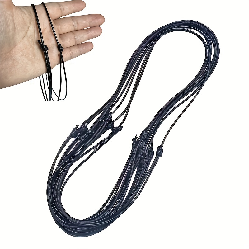 

10pcs Adjustable Pu Leather Cord Necklaces - Sleek Black, 1mm/1.5mm/2.0mm Thickness, Length , Crafting, Necklace Cord