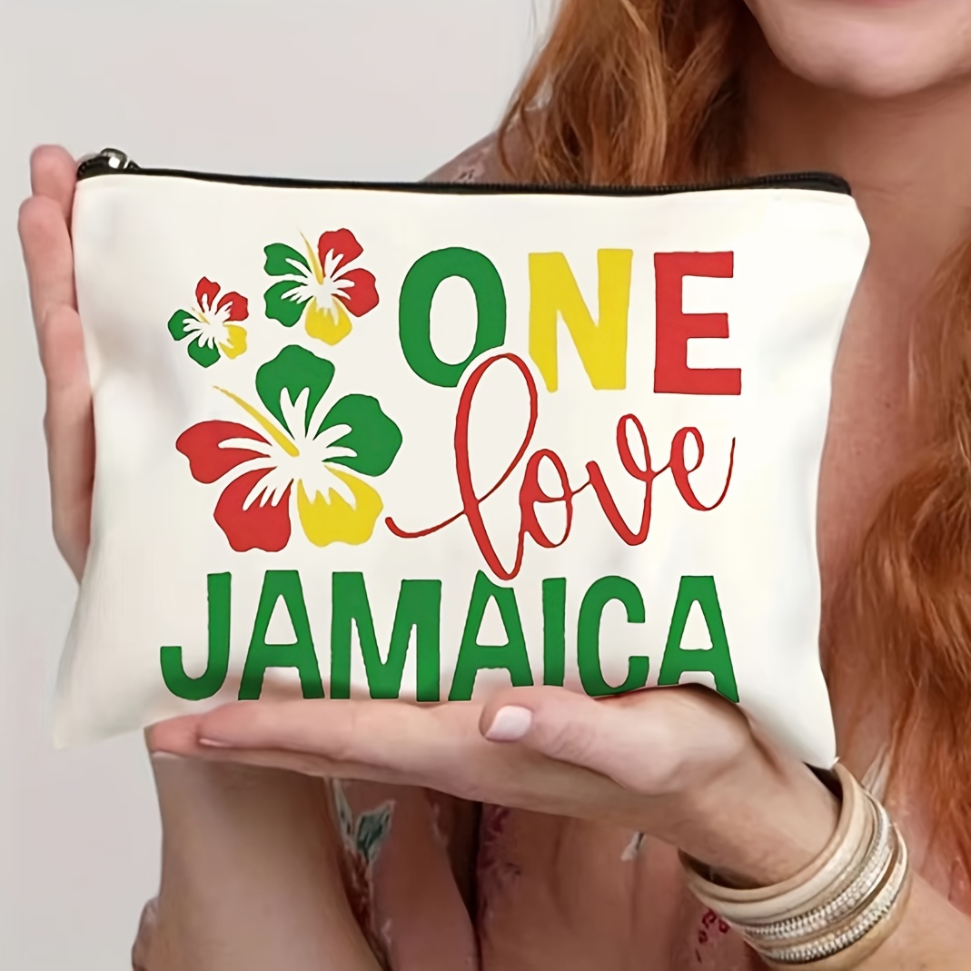 

Jamaica Pattern Canvas Cosmetic Bag Makeup Bag, Zipper Pouch, Lightweight Makeup Organizer For Travel, For Women And Men