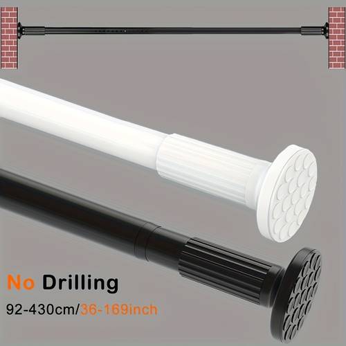 classic adjustable telescopic curtain rod 92 cm 430cm 36 169 inch no drill retractable spring rod rust resistant steel material for indoor outdoor use