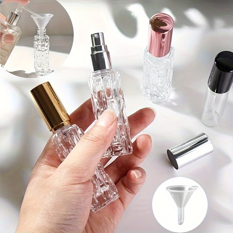

15ml Crystal Clear Glass Perfume Spray Bottles With Caps & Mini Funnel, Refillable Fine Mist Atomizer, Portable For Aromatherapy, Cosmetic, Travel Essentials, Diy Beauty Tools
