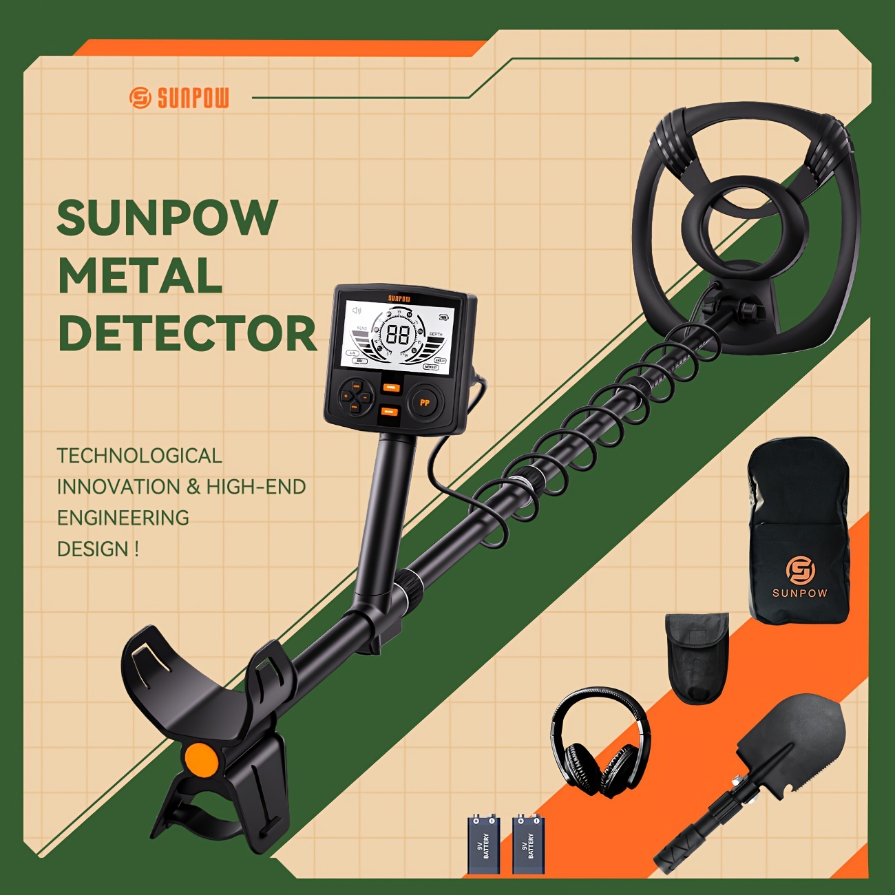 

Sunpow Professional Metal Detector Provides Adults With Of Dsp Chip With , 12-inch Coil, Of Lcd Screen And 5 , With Adjustable Length And Stronger Spiral Structure