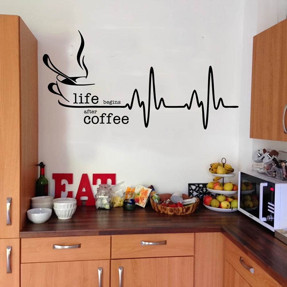 Life Begins Heartbeat Wall Sticker Decal Kitchen Shop Quote Home Decor