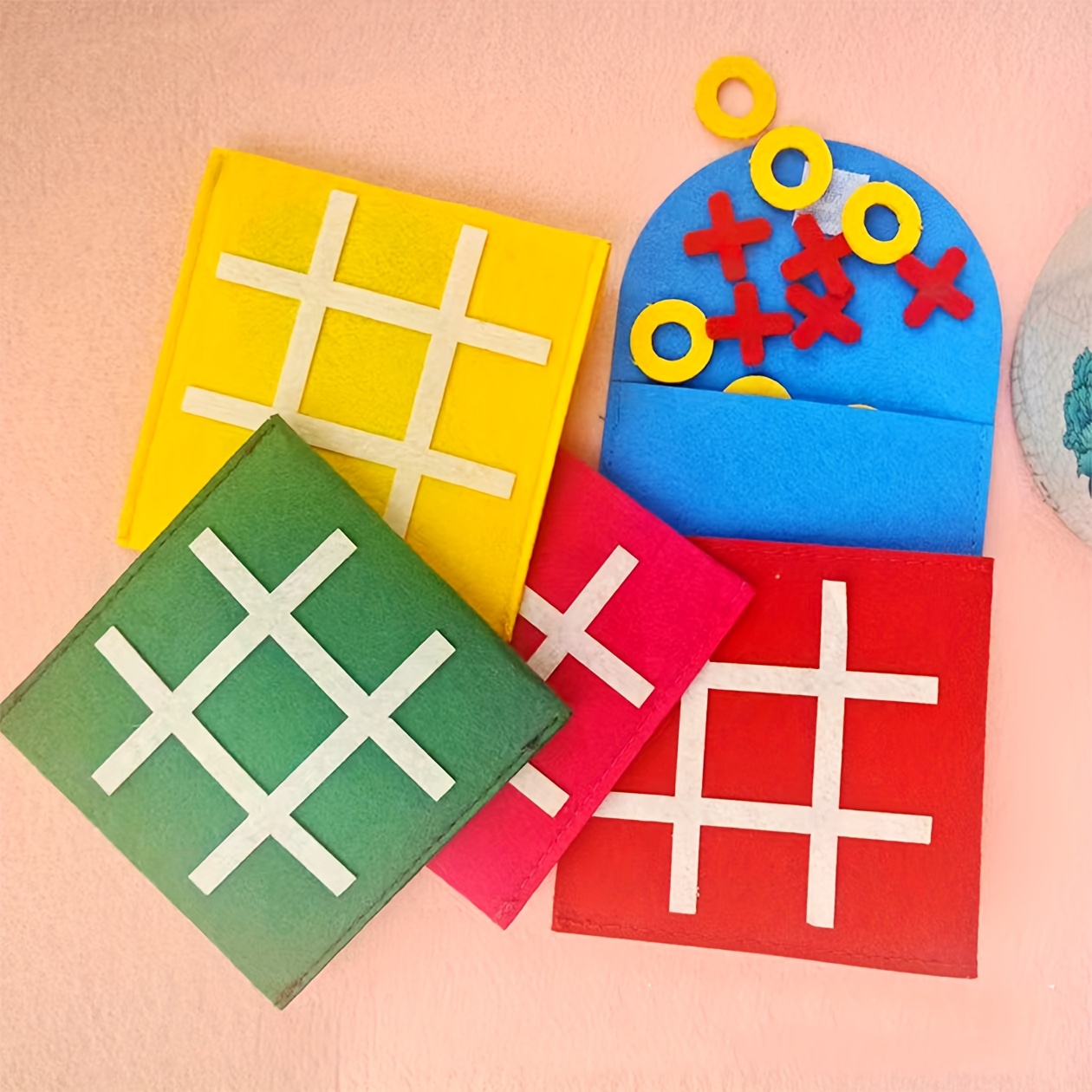 12pcs Mini Tic-Tac-Toe Games, Colorful Felt Material