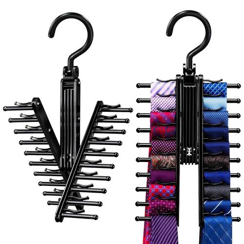 multi tier ties hanger non slip tie organizer belt rack with 20 hooks clips 360 swivel scarf hanger multifunction gifts for men