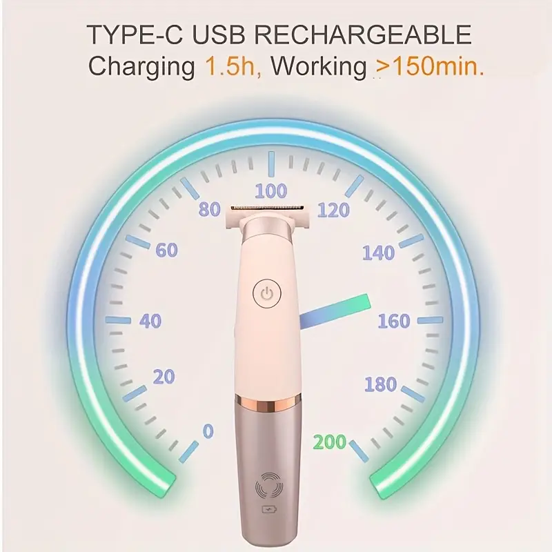 portable cordless rechargeable pink white bikini trimmer with adjustable settings usb charging 300mah lithium battery ideal for legs underarms and body hair removal Product details 7